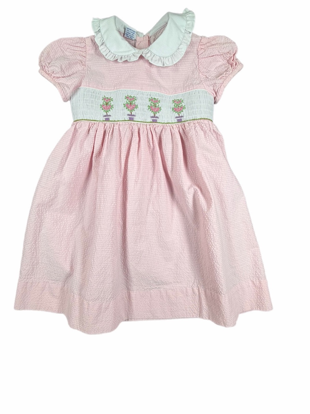 ANAVINI Pink Flower Smocked Bishop Dress - 3T